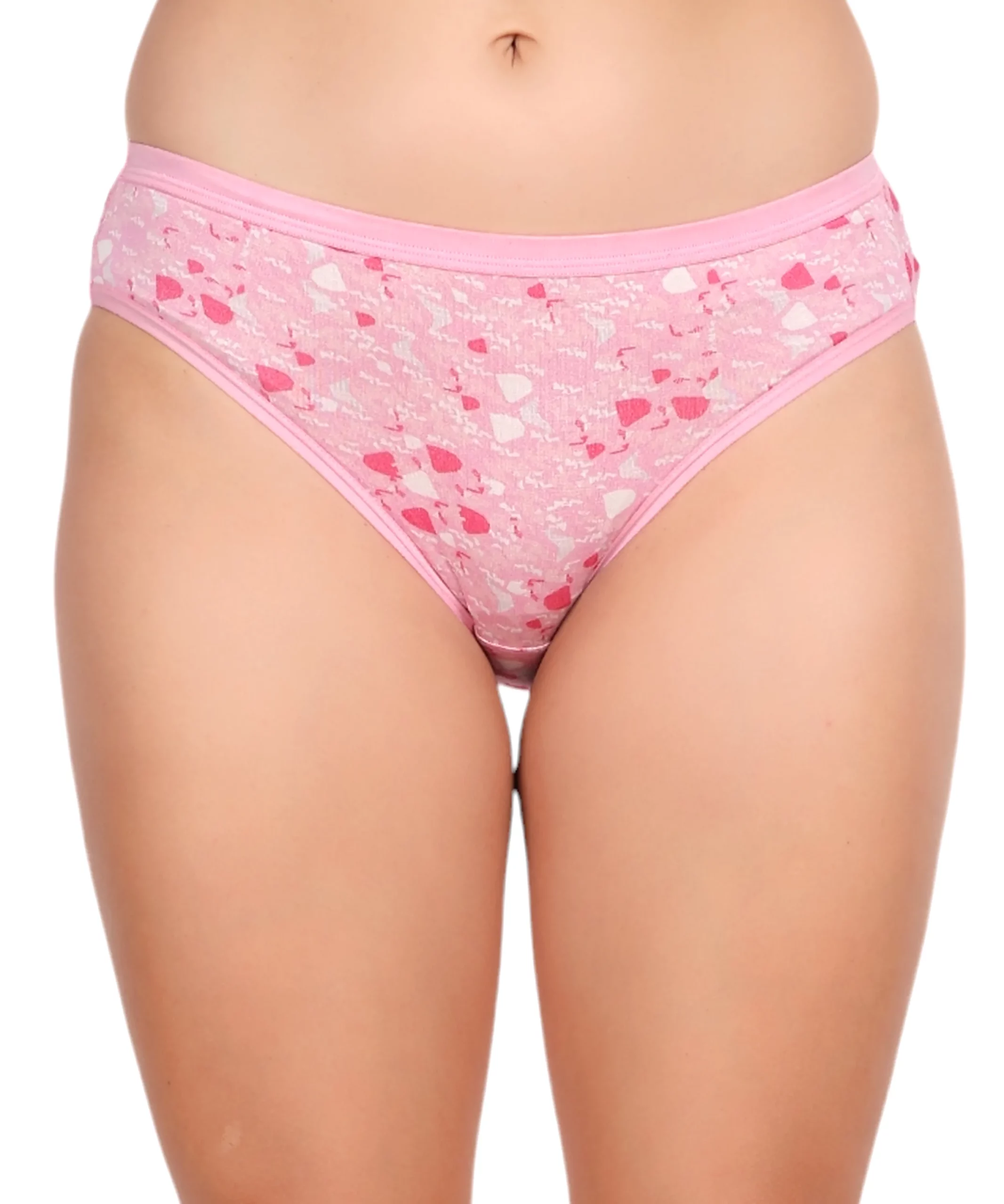 ultrasoft modal fabric panty set for women pink heart print front view