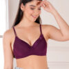 45 degree view of underwired push up level 1 bra with satin edges and dori style straps