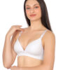 White Deep Cut Plunge Padded Wirefree Bra 45 degree angle view for women by Luv Mystery