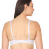 White non padded wirefree bra back view showing straps and closure by Luv Mystery