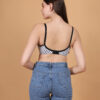 White polka dot printed padded wirefree bra for women back view