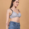 White polka dot printed padded wirefree bra for women side view