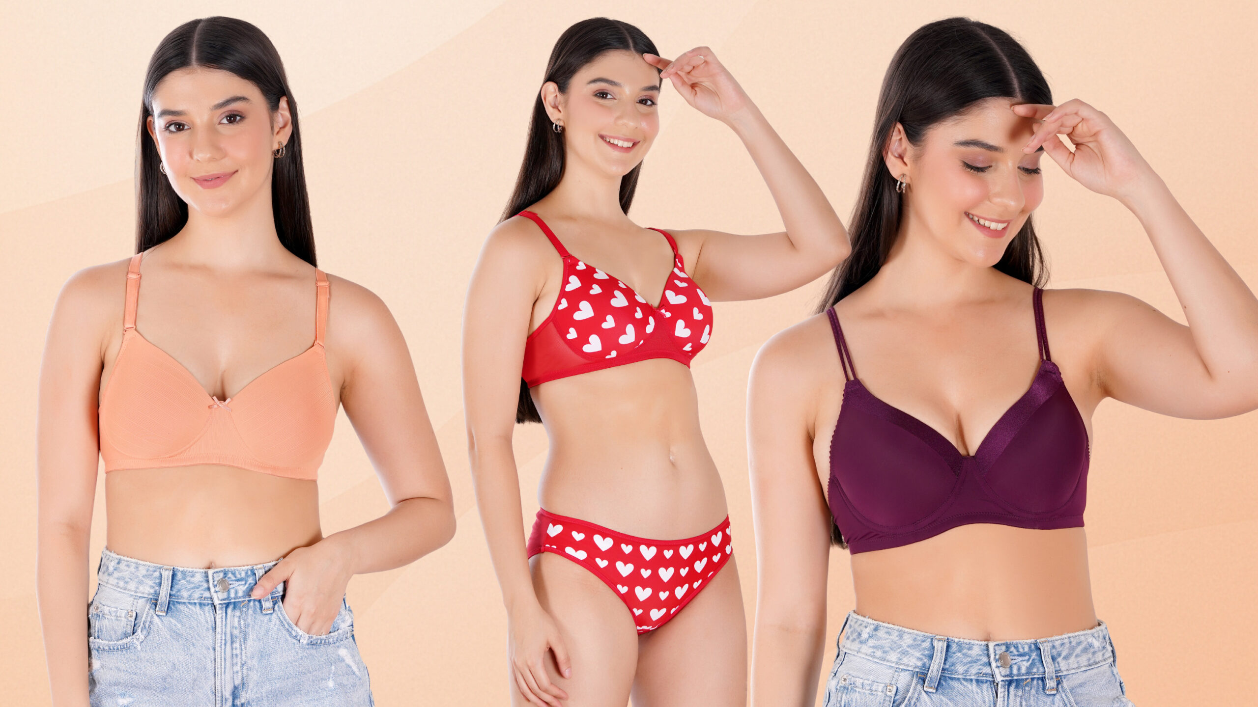 Women wearing comfortable bras and lingerie from Luv Mystery collection