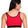 Back view of blush pink padded wirefree cotton spandex sports bra for women