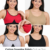non Padded wirefree cotton spandex sports bra for women in blush pink nude grey melange and black soft on skin