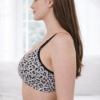 Leopard print padded wirefree bra for women showing natural shape and soft support