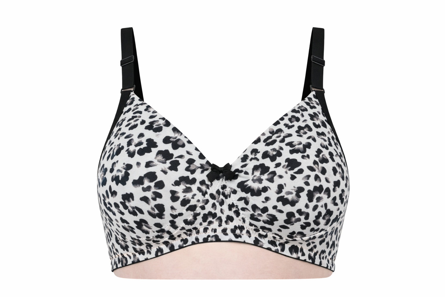 Leopard print padded wirefree bra for women product front view by Luv Mystery
