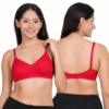 Non padded wirefree cotton bra for women in blush pink color – front and back view