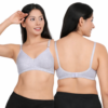 Non padded wirefree cotton bra for women in grey color – front and back view