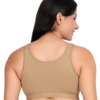 Back view of nude padded wirefree cotton spandex sports bra for women