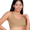 Nude padded wirefree cotton spandex sports bra for women soft and breathable