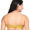 Back view of yellow padded wirefree bra for women showing adjustable straps and secure closure