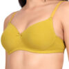 Yellow padded wirefree bra for women with smooth cups and soft support for daily wear